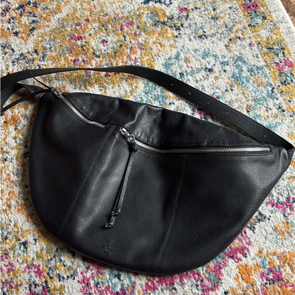 Black Leather Lucky Brand Women's Sling Bag